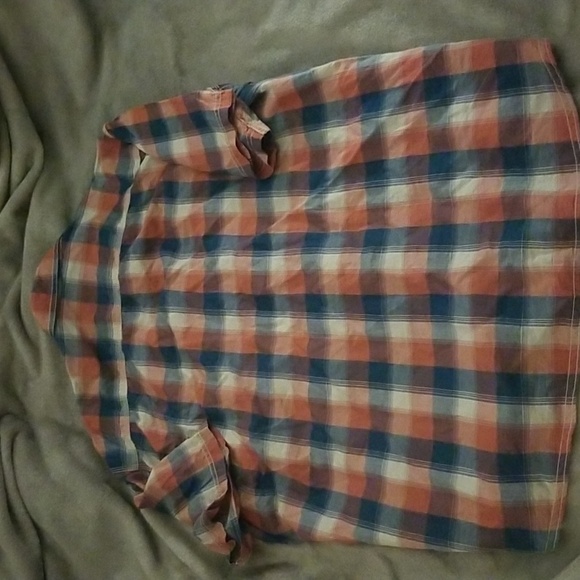 L. L.  BEAN XXL PLAID BLUE RED MENS SHORT SLEEVE LINEN COTTON SHIRT - Picture 10 of 11